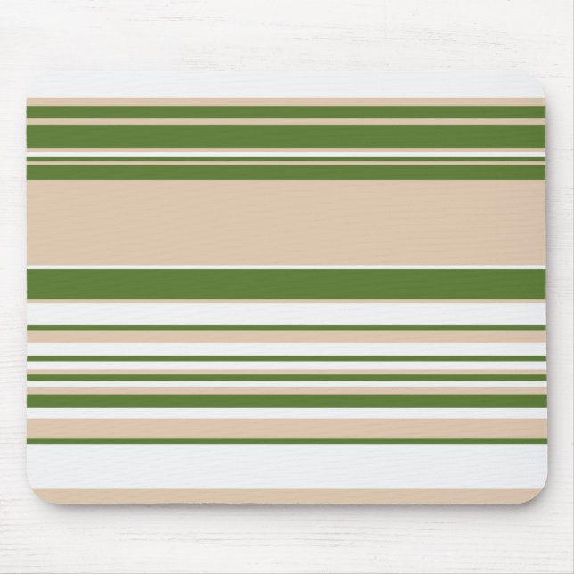 Complex Stripes - White, Sand and Palm Green Mouse Mat (Front)
