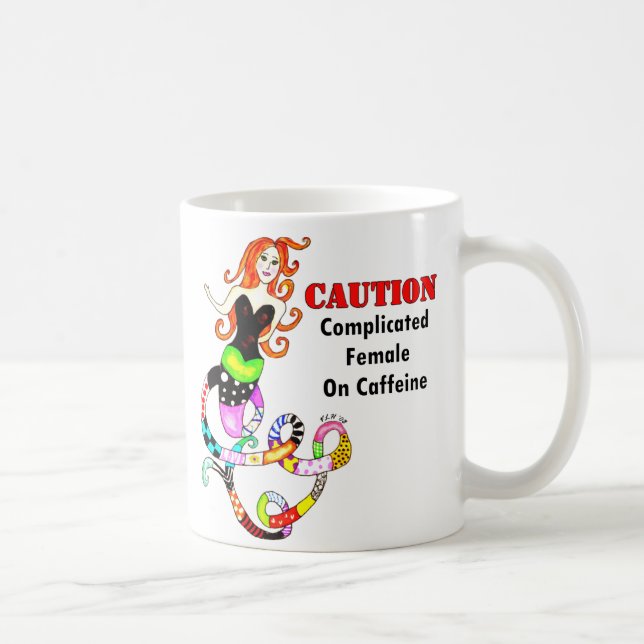 "Complicated Female On Caffeine" Mermaid Coffee Mug (Right)