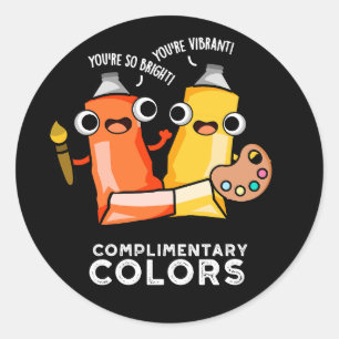 Complimentary Colours Funny Paint Pun Dark BG Classic Round Sticker