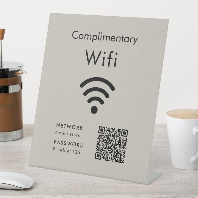 Complimentary Wifi Code Black & Tan Pedestal Sign (In SItu)