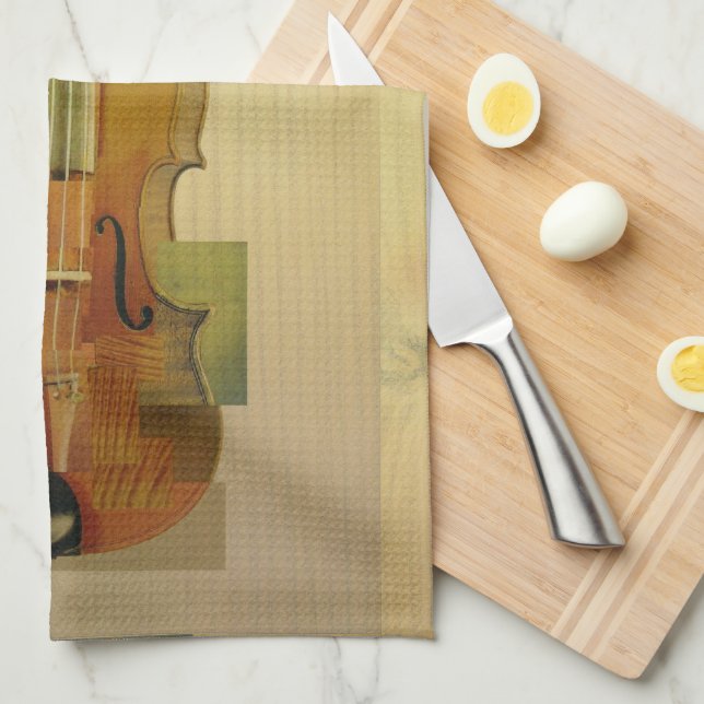 Composed Violin Tea Towel (Quarter Fold)