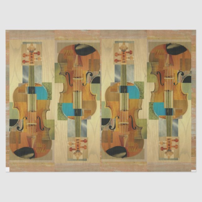 Composed Violins Instrument Parts Collage Tissue Paper (Front)