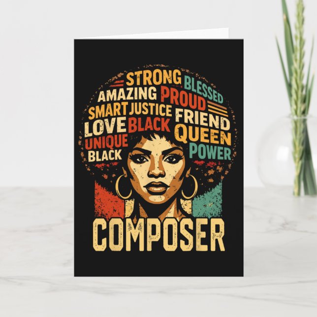 Composer Black History Month Powerful Black Pride  Card (Front)