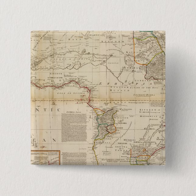 Composite Africa hand coloured map 15 Cm Square Badge (Front)
