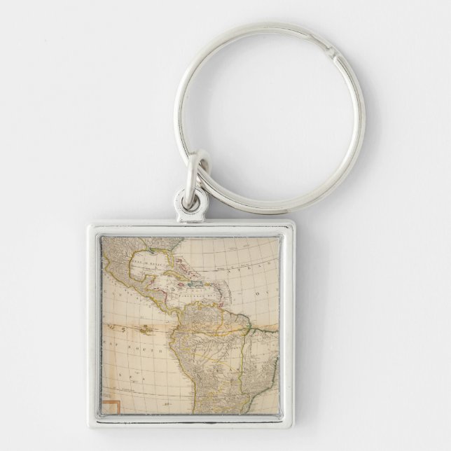 Composite America hand coloured map Key Ring (Front)
