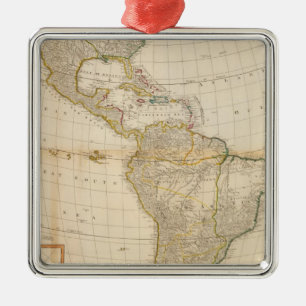 Composite America hand coloured map Metal Tree Decoration