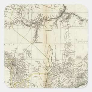 Composite American Engraved Map Square Sticker