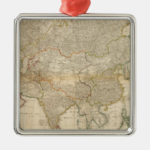 Composite Asia hand coloured map Metal Tree Decoration