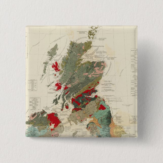 Composite Geological, palaeontological map 15 Cm Square Badge (Front)