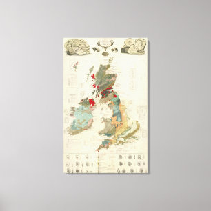 Composite Geological, palaeontological map Canvas Print