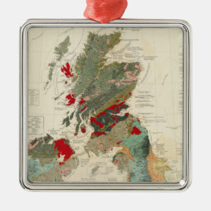 Composite Geological, palaeontological map Metal Tree Decoration