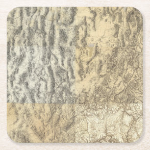 Composite Map of Arizona, Nevada, and Utah Square Paper Coaster