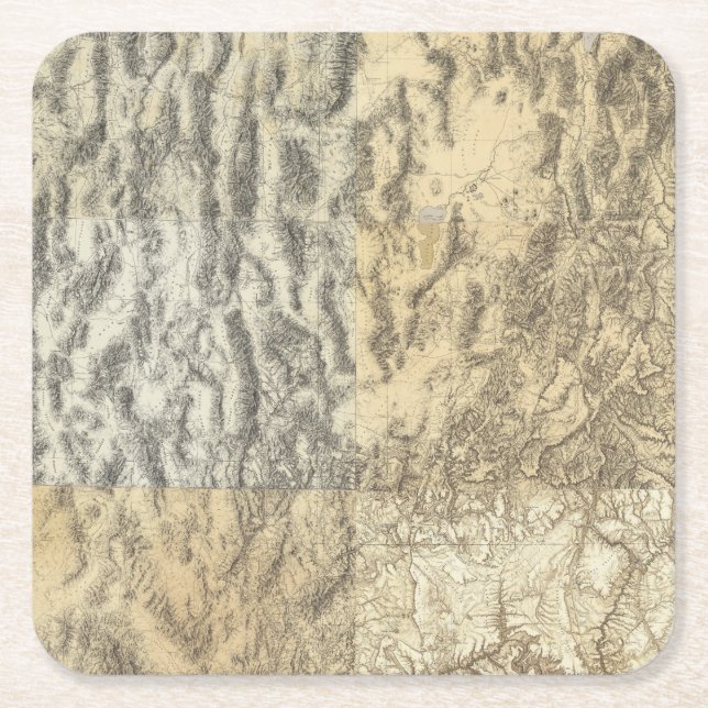 Composite Map of Arizona, Nevada, and Utah Square Paper Coaster (Front)