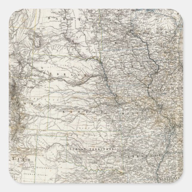 Composite Map of United States of America Square Sticker (Front)