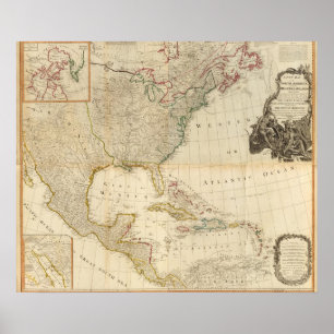 Composite North America hand coloured map Poster