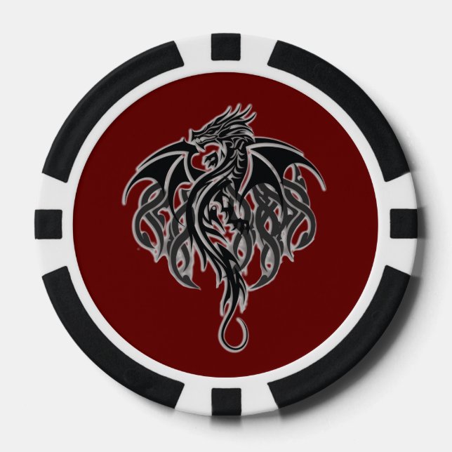 Composite Poker Chips, Black Striped Edge Poker Chips (Front)