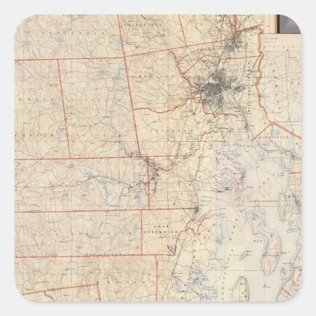 Composite Rhode Island Map Square Sticker (Front)