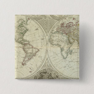 Composite World or terraqueous globe 15 Cm Square Badge