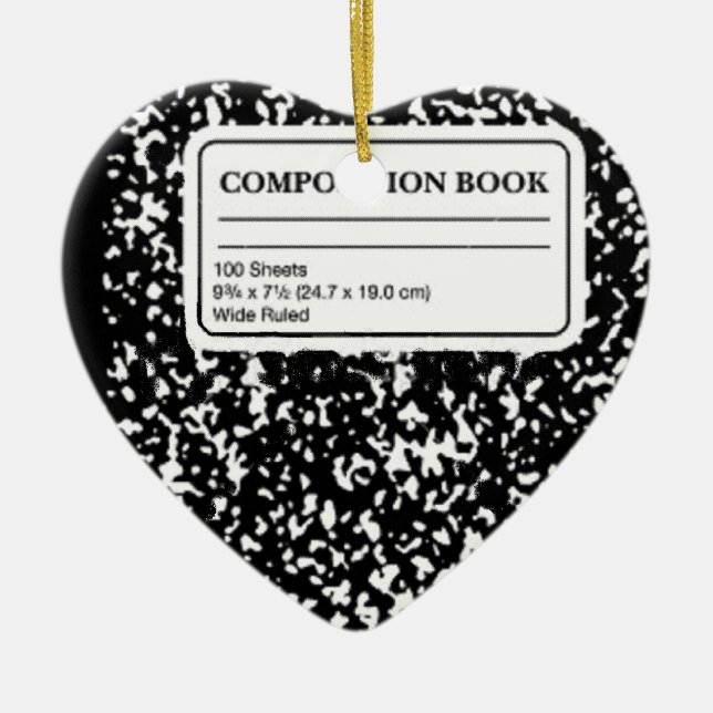Composition Book Ceramic Tree Decoration (Front)