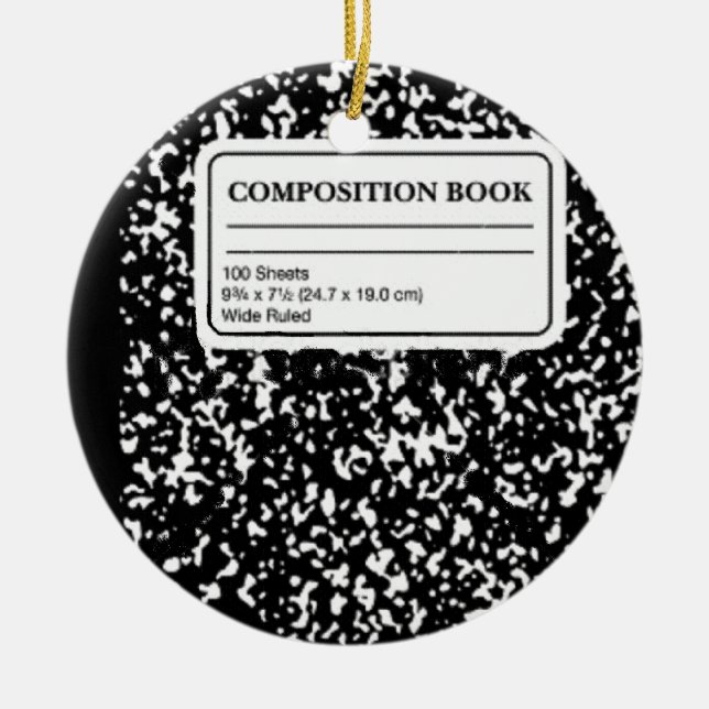 Composition Book Ceramic Tree Decoration (Front)