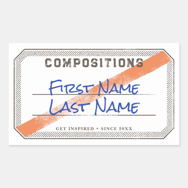 Composition Book Label with Ribbon Sticker (Front)