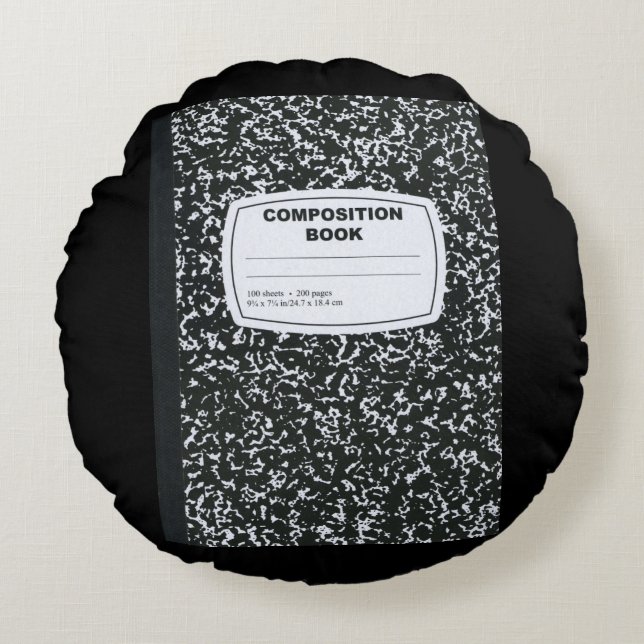 Composition Book Student Teacher Round Cushion (Front)