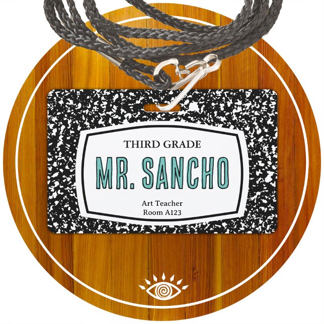 composition book teacher id badge (Creator Uploaded)