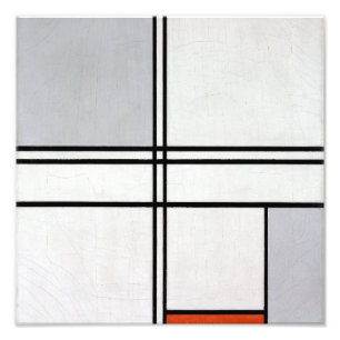 Composition (No. 1) Grey-Red Piet Mondrian Photo Print