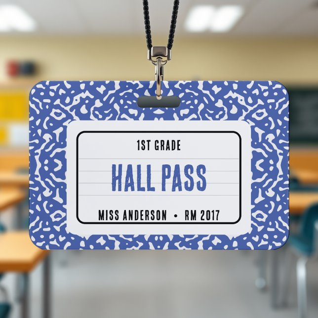 Composition Notebook Classroom Hall Pass Blue ID Badge (Composition Notebook Classroom Hall Pass Blue Badge
)