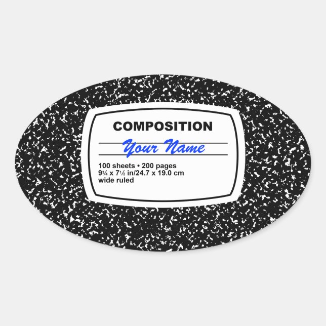 Composition Notebook Customisable Oval Sticker (Front)