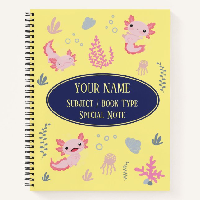Composition Notebook Cute Axolotl Aquatic Pattern (Front)