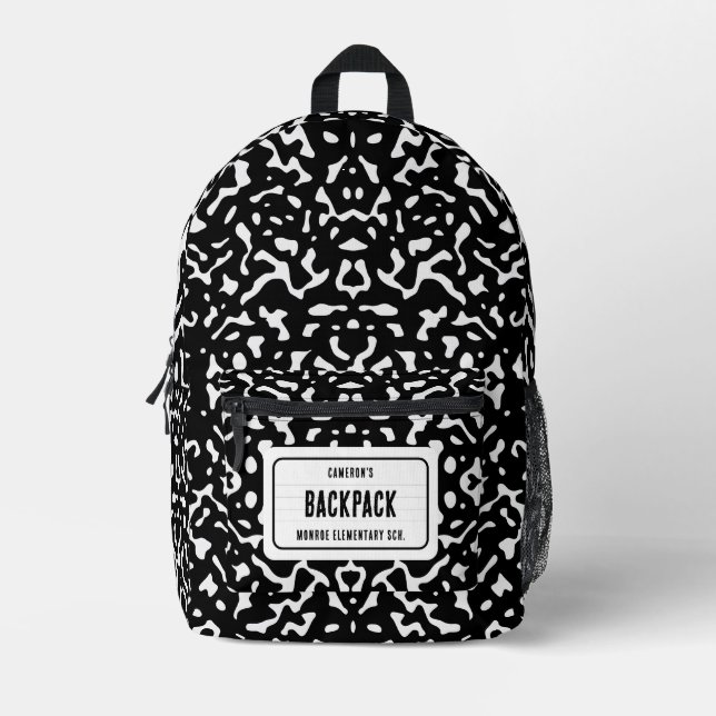 Composition Notebook School Black Printed Backpack (Front)