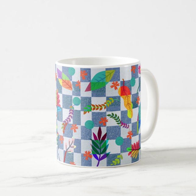 Composition of flowers and leaves coffee mug (Front Right)