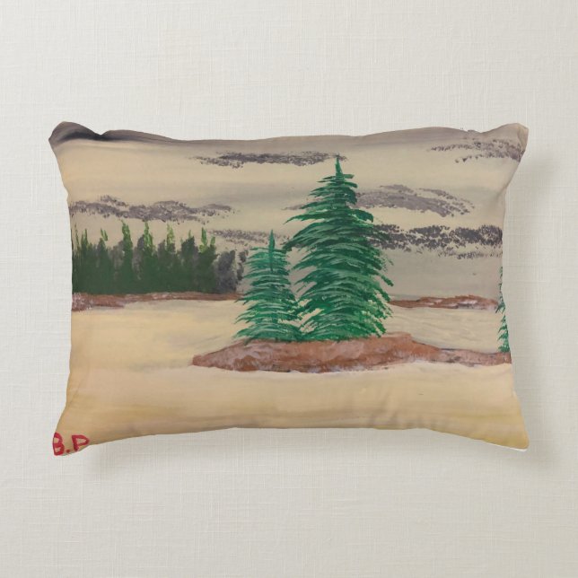 Composition of Grays, Yellows, and Browns Pillow (Front)