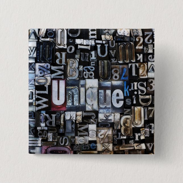 Composition of letterpress blocks 15 cm square badge (Front)