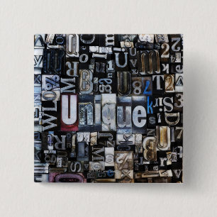 Composition of letterpress blocks 15 cm square badge