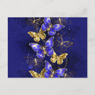 Composition of luxurious sapphire and gold jewelle holiday postcard