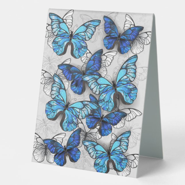 Composition of White and Blue Butterflies (Front)