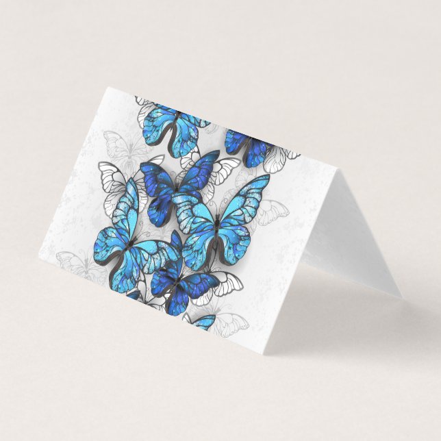 Composition of White and Blue Butterflies (Front)