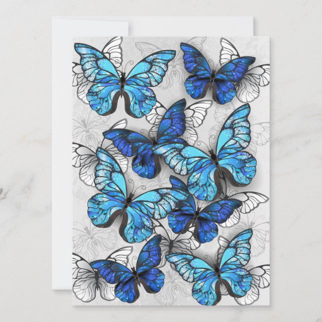 Composition of White and Blue Butterflies (Front)