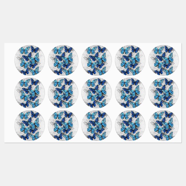 Composition of White and Blue Butterflies (Sheet)