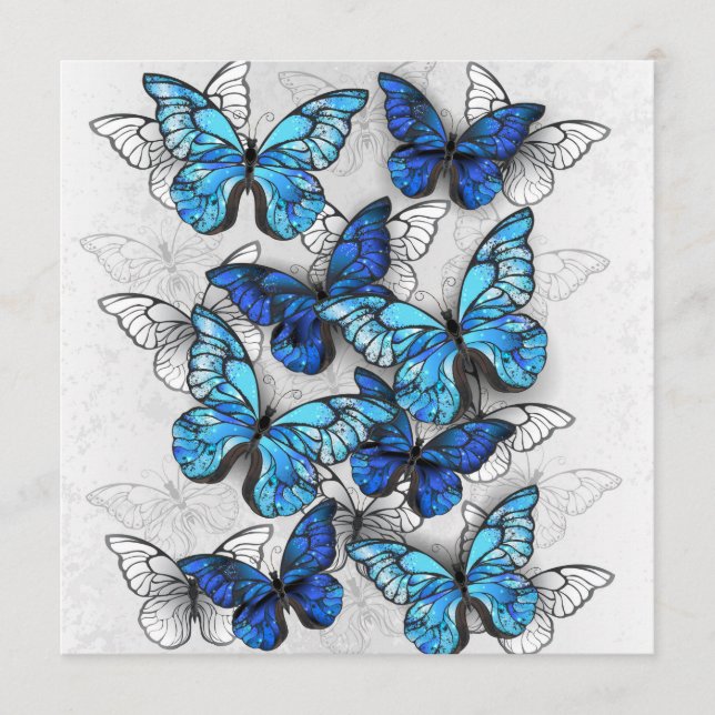 Composition of White and Blue Butterflies Advice Card (Front)