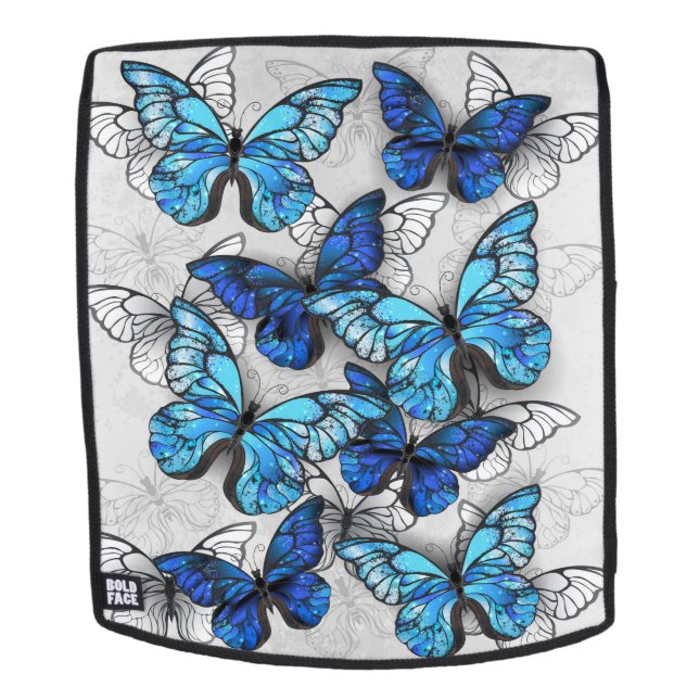 Composition of White and Blue Butterflies Backpack (Removable Face)