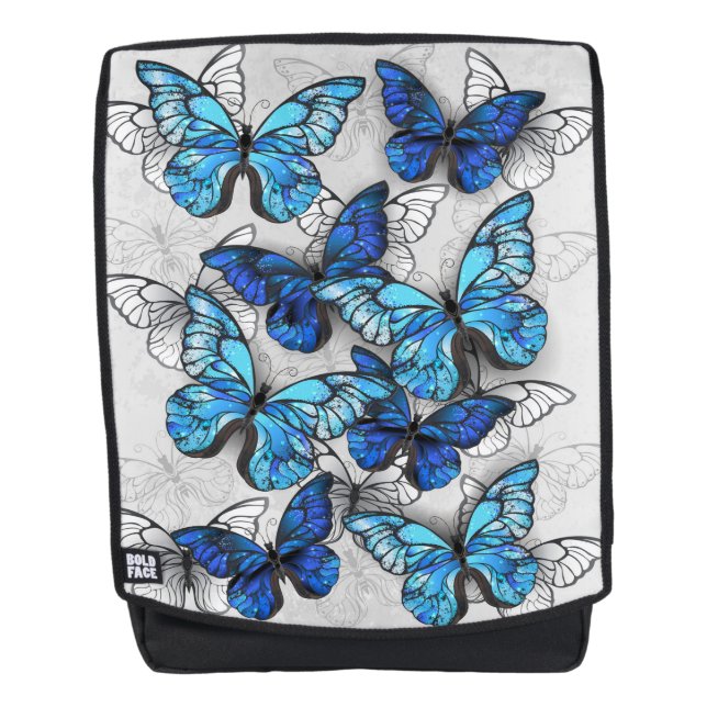 Composition of White and Blue Butterflies Backpack (Front)