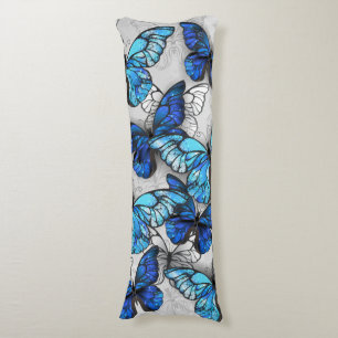 Composition of White and Blue Butterflies Body Cushion