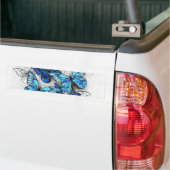 Composition of White and Blue Butterflies Bumper Sticker (On Truck)