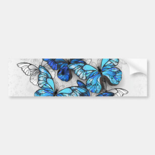 Composition of White and Blue Butterflies Bumper Sticker