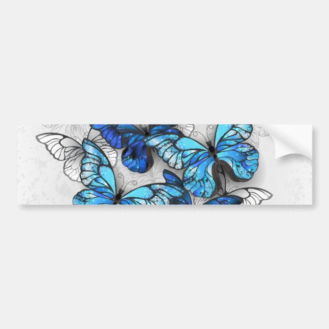 Composition of White and Blue Butterflies Bumper Sticker (Front)