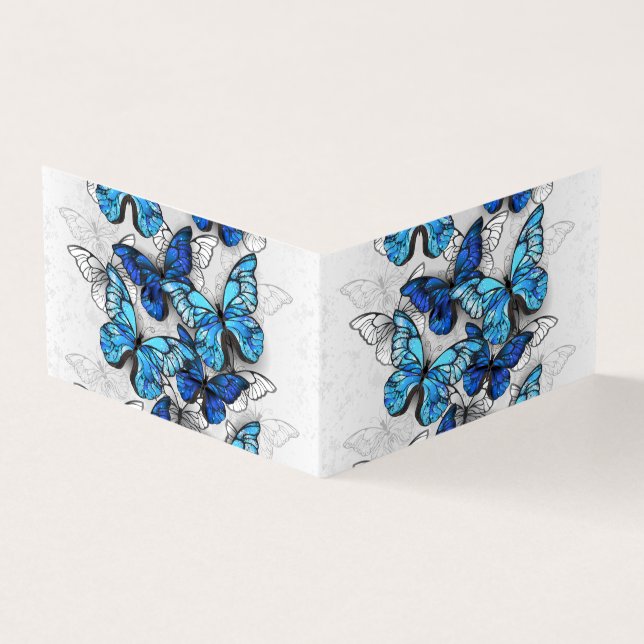Composition of White and Blue Butterflies Business Card (Outside)