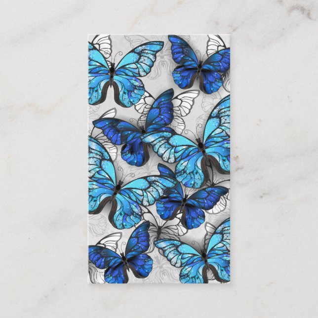 Composition of White and Blue Butterflies Calling Card (Front)